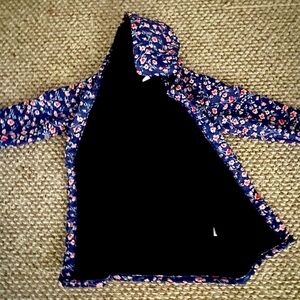 Shein Toddler Girl’s Floral Print Teddy Lined Hooded Coat, worm once